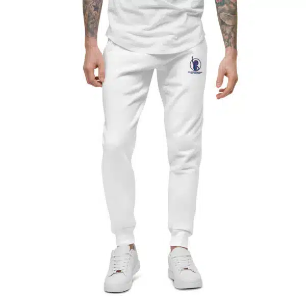 Unisex Fleece Sweatpants (White) - Image 2