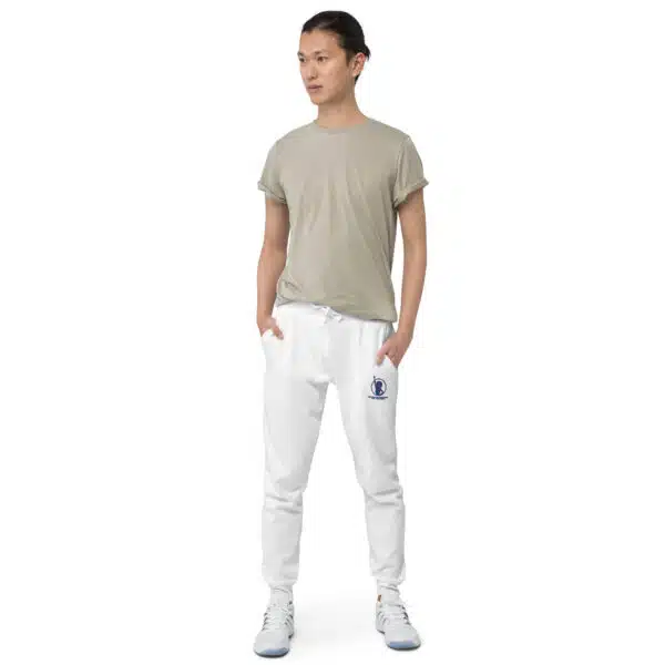 Unisex Fleece Sweatpants (White) - Image 3